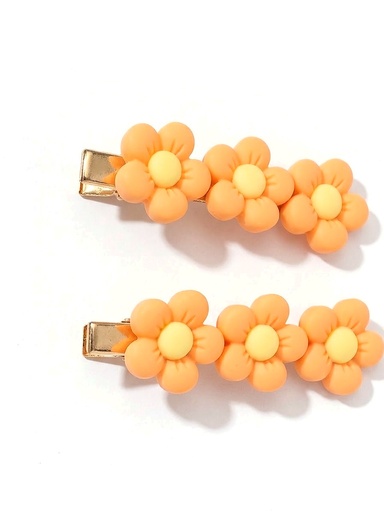 Duplinha Bico de Pato com Florzinhas Laranja