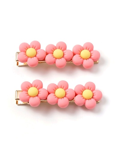 Duplinha Bico de Pato com Florzinhas Coral