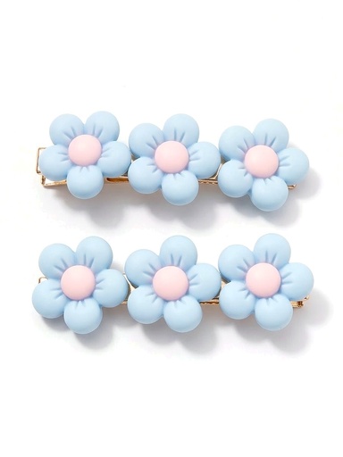 Duplinha Bico de Pato com Florzinhas Azul Claro
