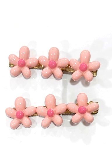 Duplinha Bico de Pato com Margaridinhas Salmão