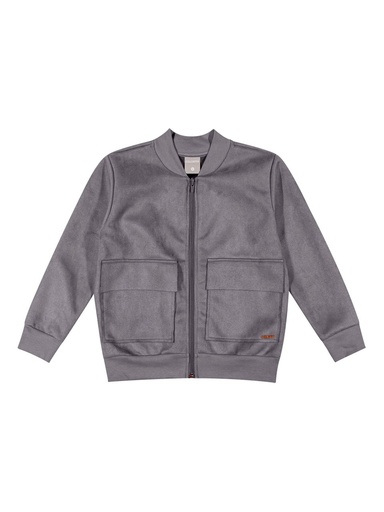 Jaqueta Bomber de Suede para Menino Cinza