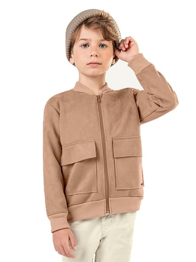 Jaqueta Bomber de Suede para Menino Marrom