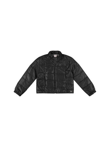 Jaqueta Puffer Metalizada para Menina Preto
