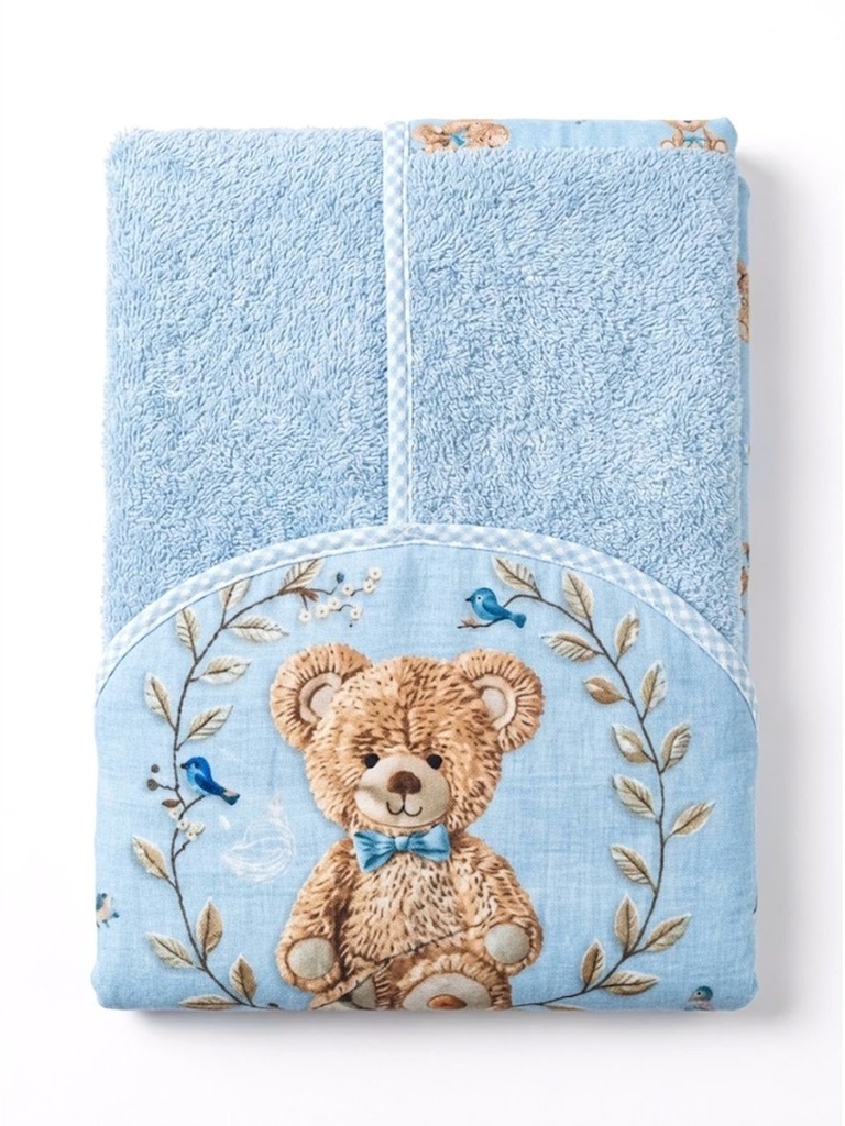 Toalha C/capuz Localizado Fabula Lisa C/forro Fralda Est 67x90cm PCT 1un Baby Joy 760996 Baby Joy
