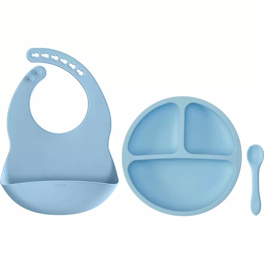 Kit Refeição em Silicone Azul Buba
