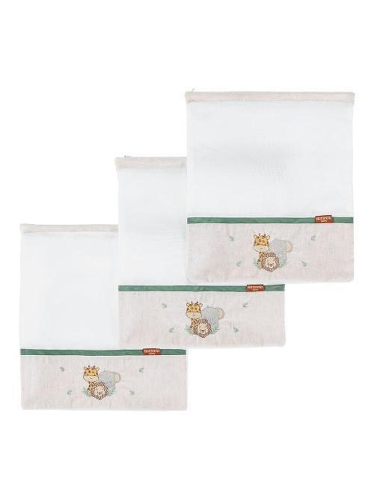 Saquinho Maternidade Bordado 03 Pcs Bichinhos 000d072060001 Batistela
