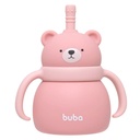 Copo em Silicone com Canudo Ursinho Rosa Buba