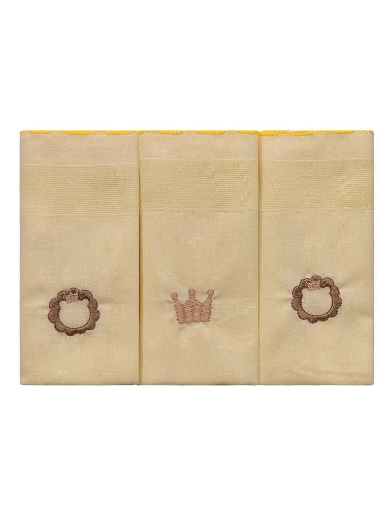 Fralda Luxo Bublim Tinto Bordado Festone 68x70cm 3un Rei da Selva Amarelo 321080f5 Bublim