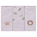 Fralda Luxo Bublim Branca Tinta Bordado Renda Festone 68x70cm 3un Rei Selva Cinza 321070f5 Bublim