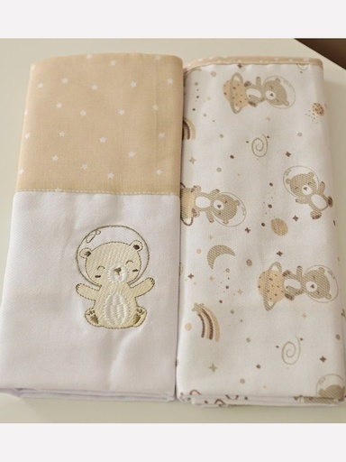 Kit 2 Mantas Flaneladas Petit Bordadas