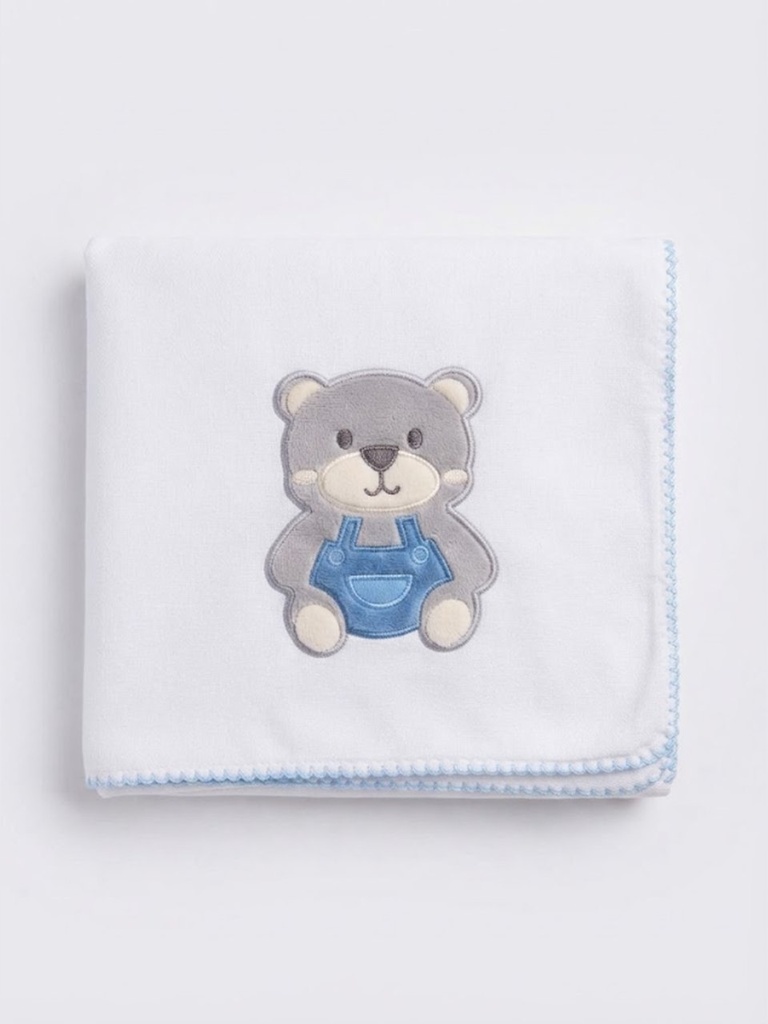 Toalha Fralda Luxo Pinte&borde Incomfral Lisa C/puff 70cmx1,10m PCT c/01un //azul 77019006 Baby Joy