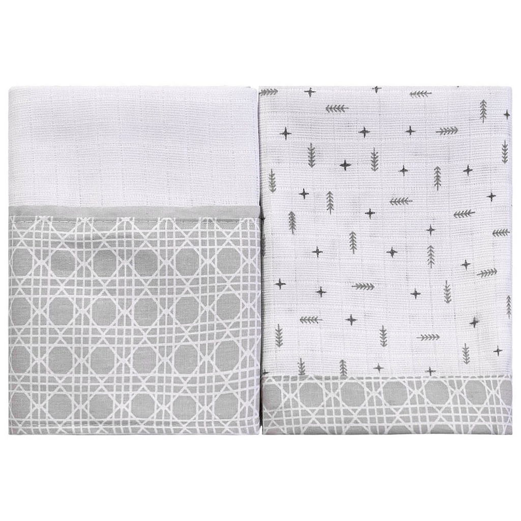 Fralda P/bebê Quadriculada Baby Joy Classicos Estampada/lisa C/vira e Bainha 65cmx67cm PCT c/02un //flechas Cinza 32103614 Baby Joy