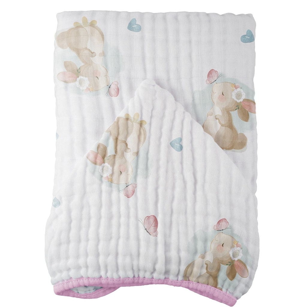 Toalhao C/capuz Baby Joy Soft Mais Estampado 85cmx1,05m PCT c/01un //coelha 76078553 Baby Joy