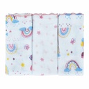 Pano de Boca Bublim Petit Estampado C/festone 34cmx40cm PCT c/03un //arco Íris Rosa 58032466 Baby Joy