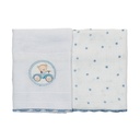 Pano de Boca Luxo Bublim Sonhos Estampado/liso C/bordado e Festone 04 Lados 34cmx40cm PCT c/02un //urso Carrinho 58055533 Baby Joy