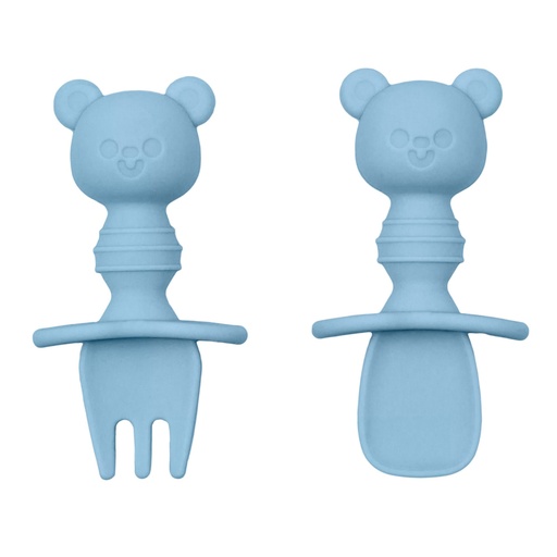 Kit Talheres de Silicone Ursinho para Menino