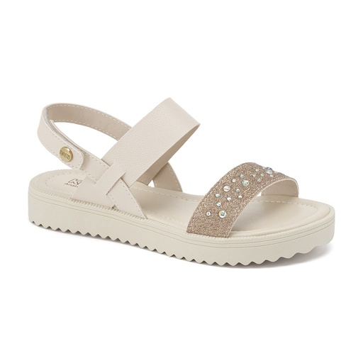 Sandália Klin Lola com Faixa de Brilho Off White