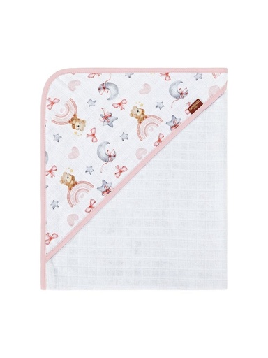 Toalha de Banho com Capuz Estampada Rosa