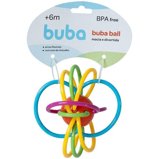 Bola Chocalho com Aros Flexíveis Buba Ball para Bebê