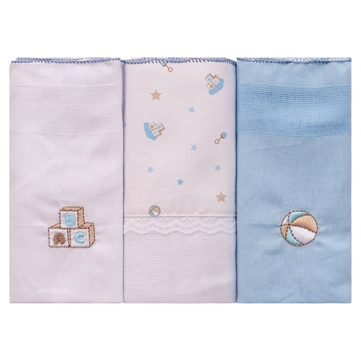 Kit 3 Fraldas de Pano Bordadas Bublim para Bebê