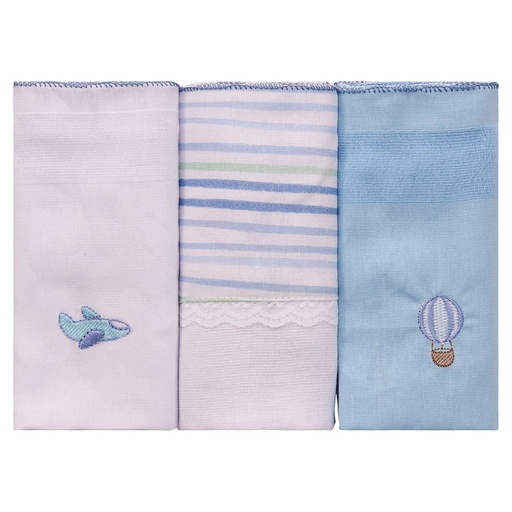 Kit 3 Fraldas de Pano Bordadas Bublim para Bebê
