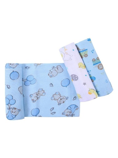 Kit 3 Cueiros Estampados de Ursinho e Trenzinho