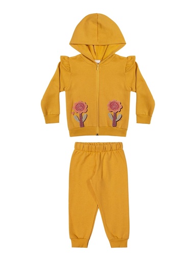 Conjunto Moletom Elian com Flores e Babado para Menina