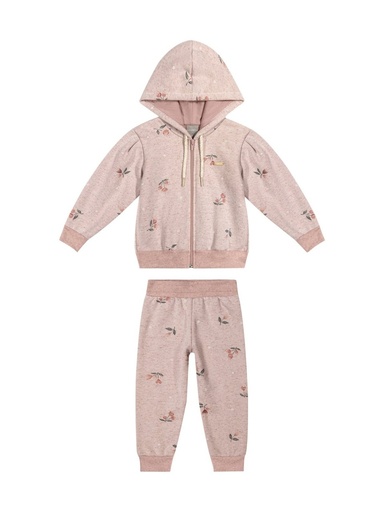 Conjunto com Capuz e Florzinhas para Menina