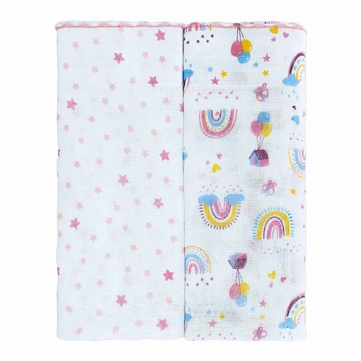 Toalha Fralda Luxo Arco-íris Rosa Petit