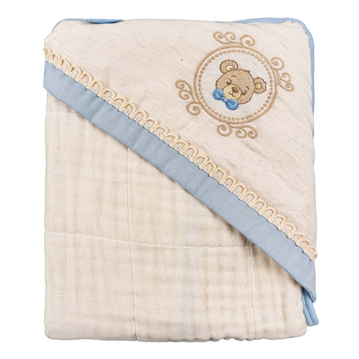 Toalha com Capuz de Canto Bordado para Bebê