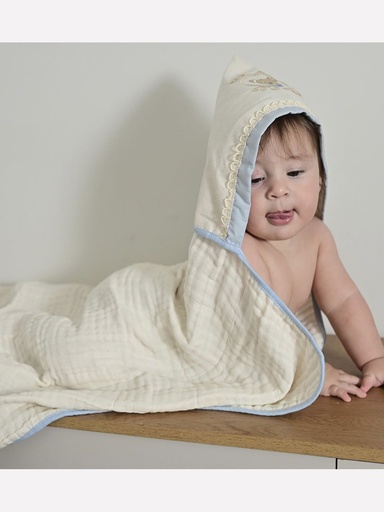 Toalha com Capuz de Canto Bordado para Bebê