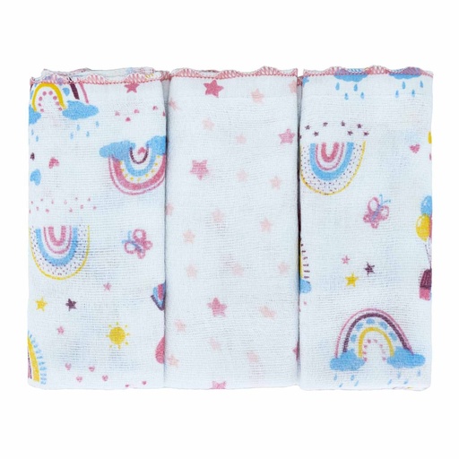 Kit 3 Panos de Boca Estampados Bublim Petit para Bebê