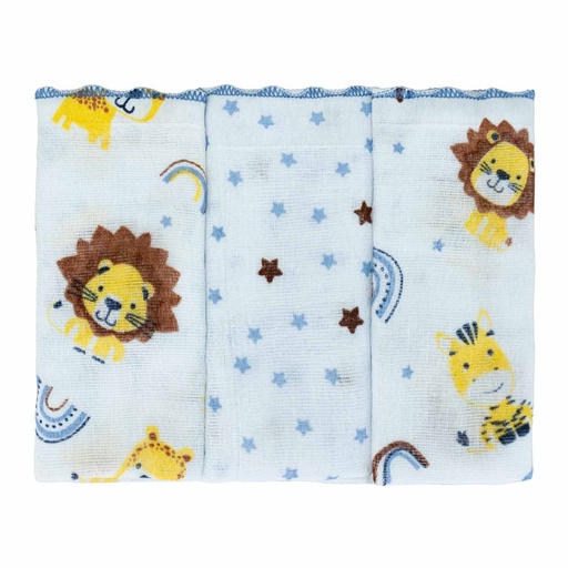 Kit 3 Panos de Boca Estampados Bublim Petit para Bebê