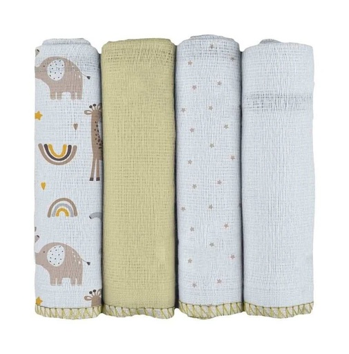 Kit 4 Panos de Boca Luxo Girafa Creme Bublim Petit