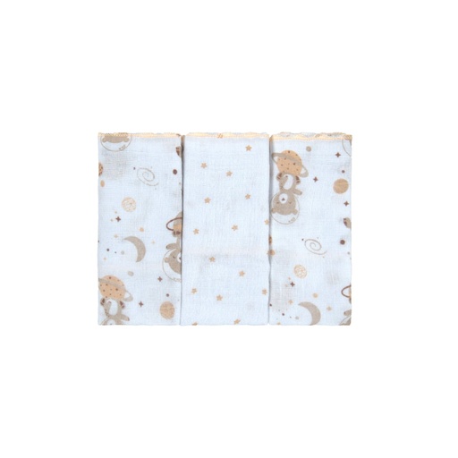 Kit 3 Panos de Boca Estampados Bublim Petit para Bebê