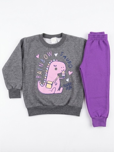 Conjunto Moletom Rainbowsauro para Menina