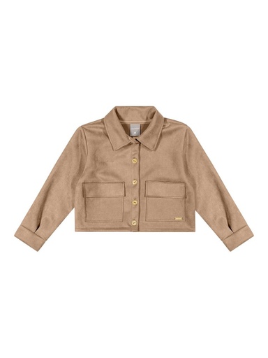 Jaqueta de Suede com Bolsos para Menina