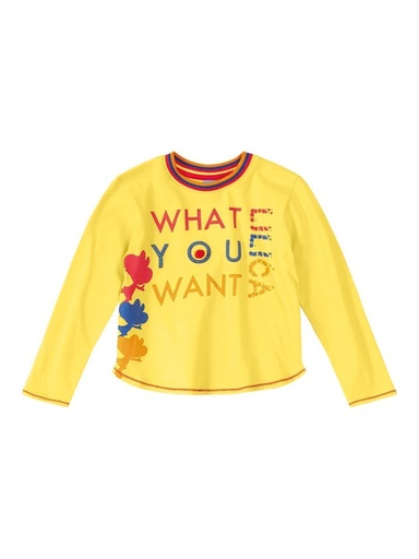Blusa Manga Longa Frase What You Want para Menina