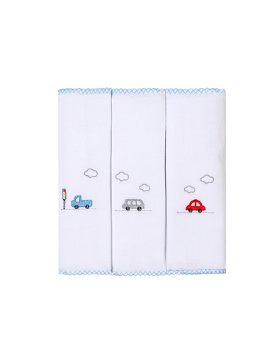 Kit 3 Fraldas Bordadas Carros Coloridos