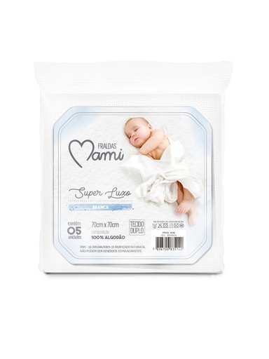 Kit 5 Fraldas Super Luxo Mami Tecido Duplo 70 x 70