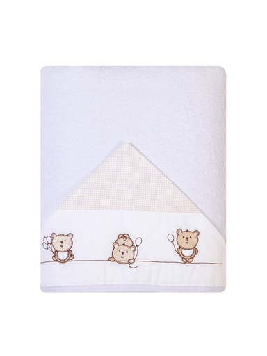 Toalha de Banho Papi com Capuz e Ursinhos Bordados