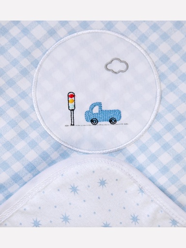 Manta Flanelada com Carrinho Bordado