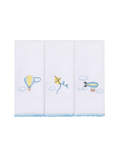 Kit 3 Paninhos de Boca Bordados Pipa e Balões