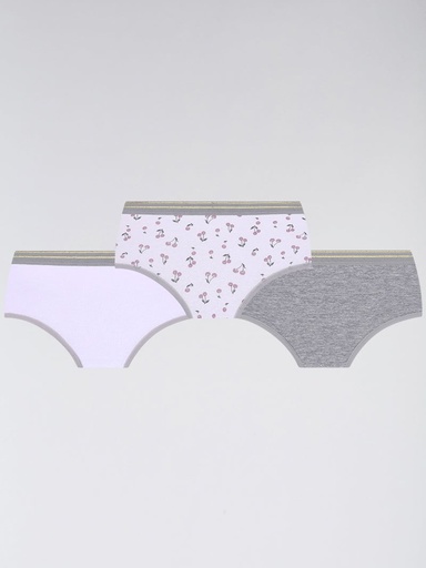 Kit 3 Calcinhas Estampadas de Algodão para Menina