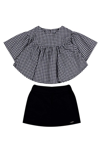 Conjunto Bata Xadrez Ampla para Menina