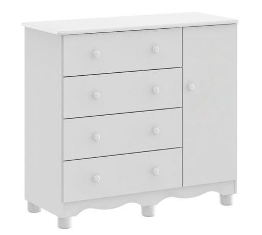 Cômoda Junior 4 Gavetas e 1 Porta Peroba