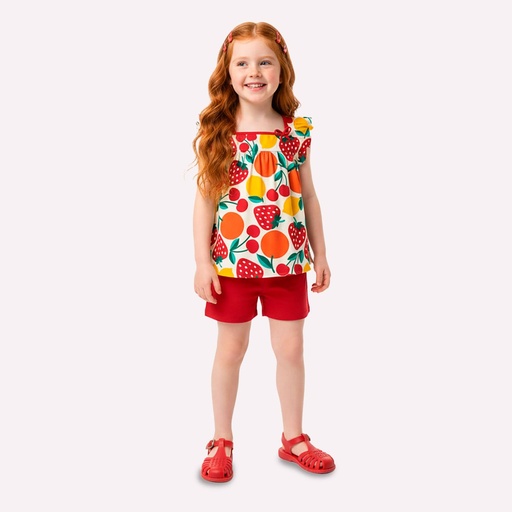 Conjunto Frutas com Babado para Menina