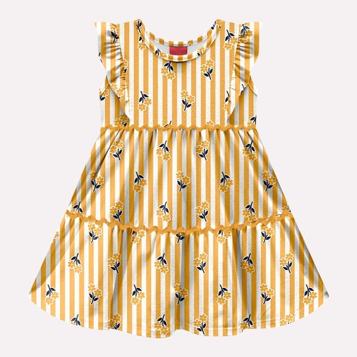 Vestido Listrado Kyly com Babados