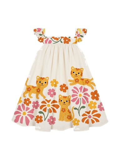 Vestido Estampa de Gatinhos