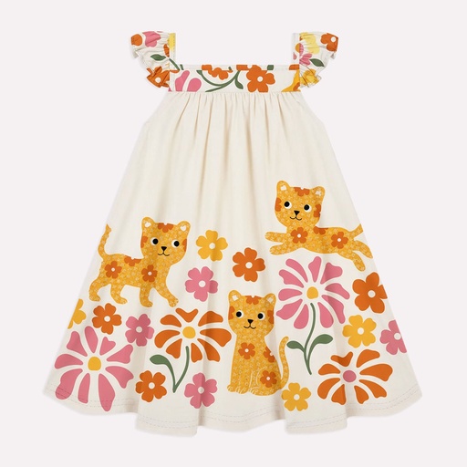 Vestido Kyly Estampa de Gatinhos